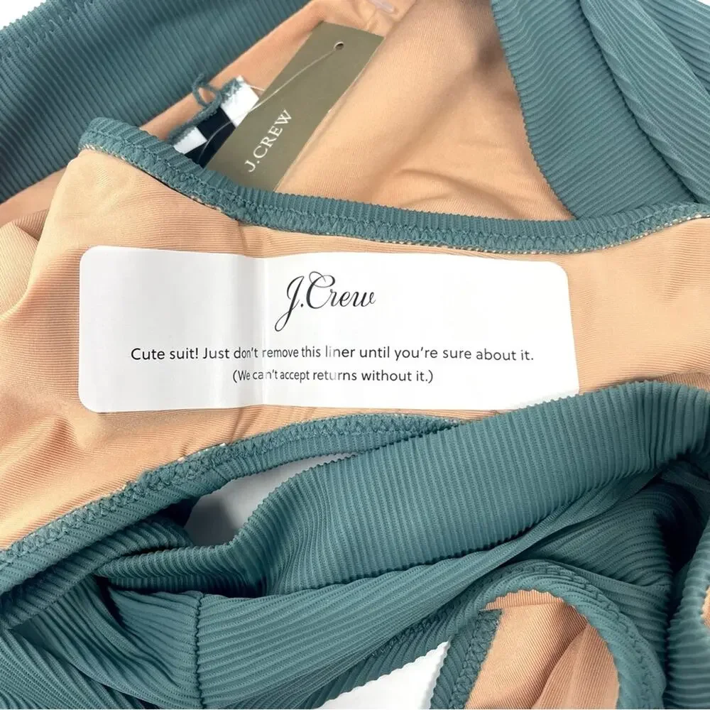 NEW J. Crew Ribbed Cross-front Cheeky Bikini Bottom, Green, Women's 3X BE812 $59